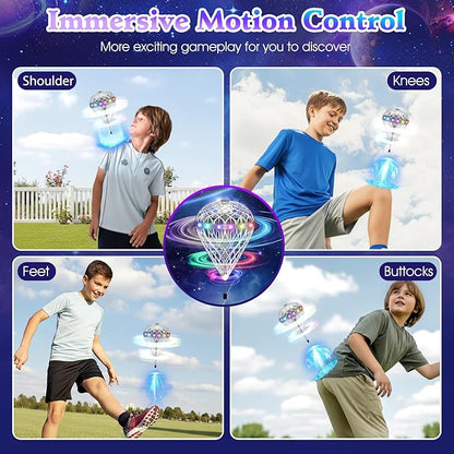 2025 Flying Orb Ball Cosmic Globe 3D Bouncing &amp Hover Spinning Floating Ball Toy with Dazzling RGB Lights Outdoor Ball Cool Toys Gift for Boys Girls Ages 6 7 8 9 10+(Silver)
