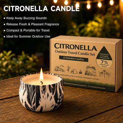 Citronella Candles Outdoor, 12 Pack Natural Soy Wax Citronella Candles, 300 Hours Long-Lasting Burn Citronellas Candle for Backyard, Garden, Patio and Camping