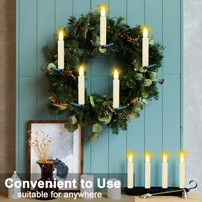 Kuandawei LED Christmas Candles, Flickering Clip on Candles for Christmas Tree, Battery Operated with Remote Timer, Warm White Light, Flameless Taper Candle for Home Christmas Decor, Set of 20