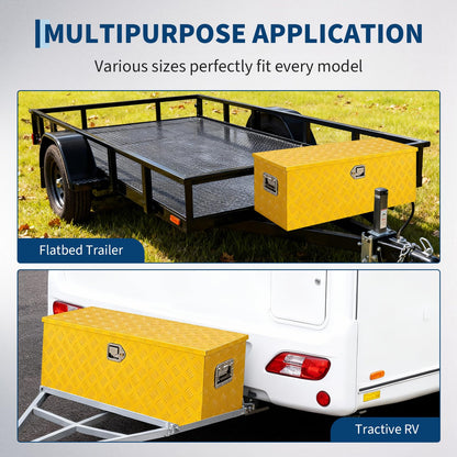 GarveeHome Heavy Duty Aluminum Truck Tool Box, Weatherproof Diamond Plate Storage Chest, Lockable Large Capacity Organizer with Gas Struts for Pickup, Trailer, SUV, and RV