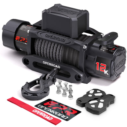 OPENROAD 12000 lbs Winch with Synthetic Rope and 2 Wireless Remotes -Panther Series 3S