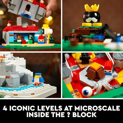 LEGO Super Mario 64 Question Mark Block Building Set - Video Game Model Set for Adult Fans Ages 18+ - Includes 4 Microscale Game Levels W/ 10 Minifigures - 71395