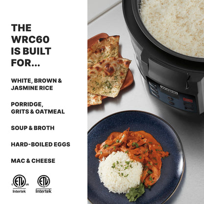 Waring Commercial Rice Cooker, 60-Cup Cooked (30-Cup Raw) Capacity, PFAS-Free Ceramic Inner Pot, Keeps Warm for 8 Hours, Double-Wall Stainless Steel Construction, Restaurants & Catering, WRC60