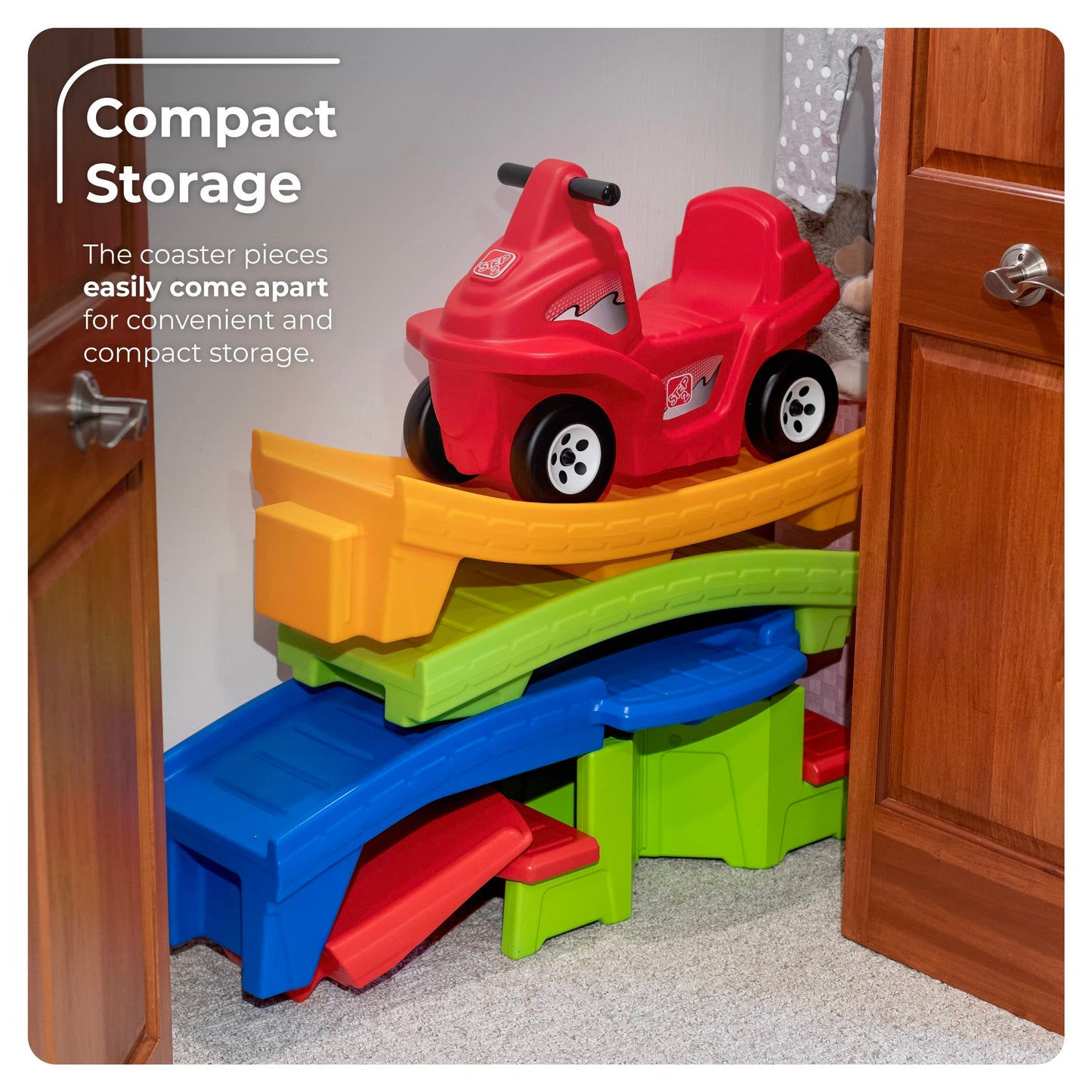 Step2 Up & Down Roller Coaster Kids Ride On Toy, Push Car, Indoor/Outdoor Playset, Made of Durable Plastic, Max Weight 50 lbs., For Toddlers 2-5 Years Old, Multicolor