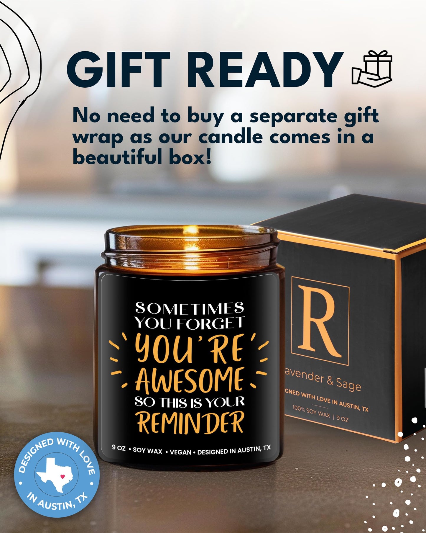 Sometimes You Forget You're Awesome Candle, Inspirational Gifts for Women, Stress Relief Gifts for Women, Appreciation Gift for Coworkers, Appreciation and Encouragement Presents for Men and Women
