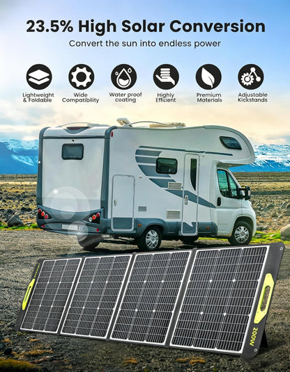 Greenmagic 200 Watt Portable Solar Panel, 23.5% High Efficiency 200W Foldable Solar Panel Charger IP67 Waterproof Solar Panel Kit w/DC XT60 MC4 Anderson Output for Home Farm Camping RV Power Station