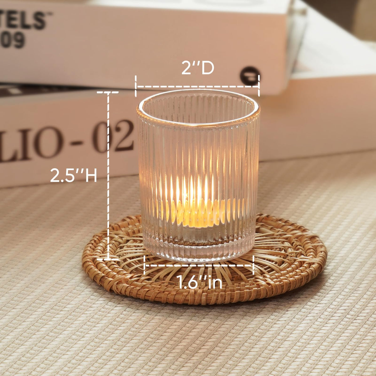 Homemory 24 Pcs Glass Votive Candle Holders, Clear Tealight Candle Holder, Vintage Candle Holders Bulk for Table Centerpieces, Christmas, Baby Shower, Birthday, Wedding