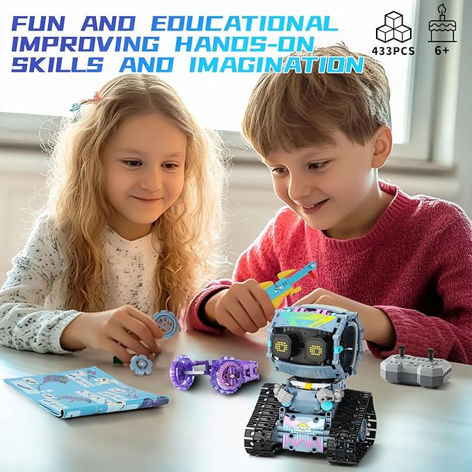 STEM Robot Building Kit 3 in1 Remote &amp App-Controlled Robotic Toys Robot Building Blocks Set with LED Eyes &amp Sound Christmas Birthday Gifts for Boys Girls Age 6 7 8 9 10 11 12+ Year Old (43