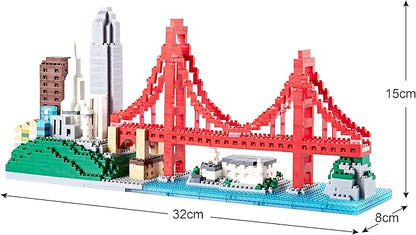 Micro Building Blocks Set San Francisco Golden Gate Bridge Modle Set Architecture Skyline Collectible Building Kit Toy Present for Adults and Teens (1610 Pieces)