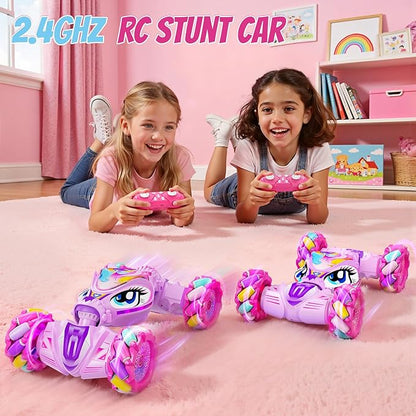Unicorn Gesture Sensing RC Stunt Car Remote Control Car for Girls 360°Rotation &amp 2.4GHz RC Cars with Light &amp Music Barbie Style Toy for Girls Age 6-7 8-12+ Years Old Birthday Gift Idea