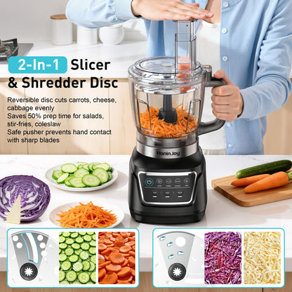 HoninJoy All-in-One Blender & Food Processor, 10-in-1 Professional Blender for Smoothies, Ice Crushing, Dough Making, Chopping, Grinding, Slicing & Shredding, Dishwasher Safe for Kitchen & Home Use