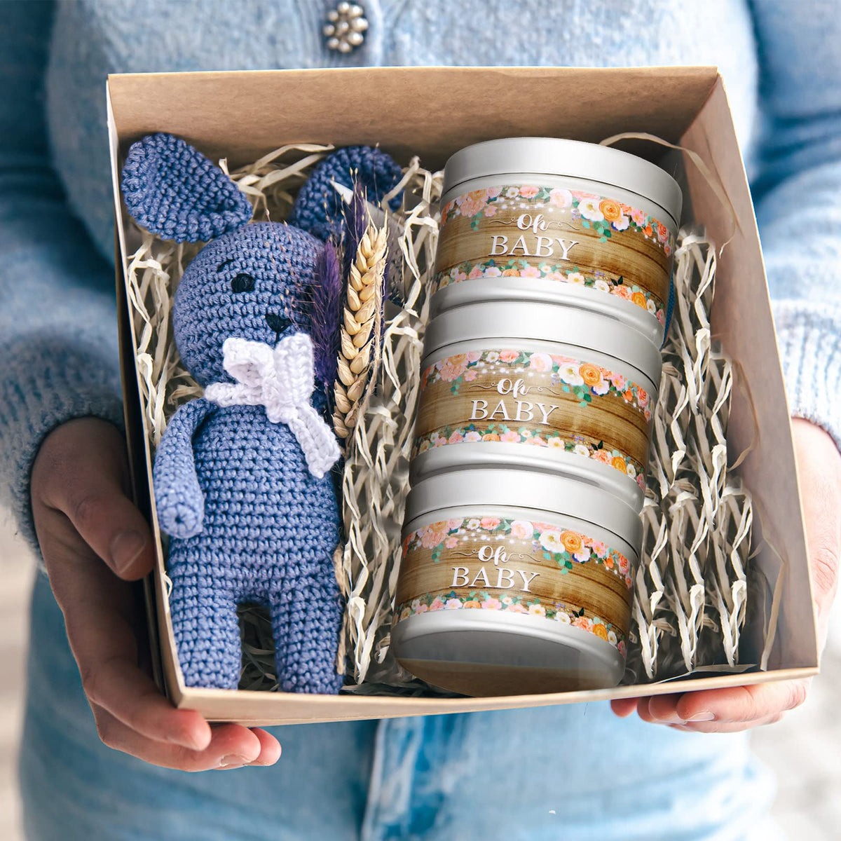 Funtery 12 Pcs Baby Shower Party Favors for Guests Baby Shower Candles Lavender Scented Candle Rustic Tealights Candles Gender Reveal Return Gifts(Flower)
