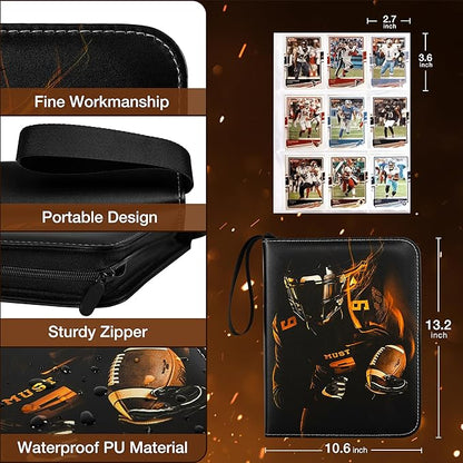 Football Card Binder2025-2026 Sports Trading Card with Sleeves Holder Album990 Pockets Rugby Card Holder Sheets Display Storage Protectors for Collectors Boys and Girls Gift