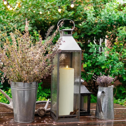 Zevanor 4" x 12" Flameless LED Waterproof Remote Pillar Candle, Timer Battery Operated Flickering Large Plastic Ivory Outdoor Candle (Long Lasting 420 Hours, Pack of 1)