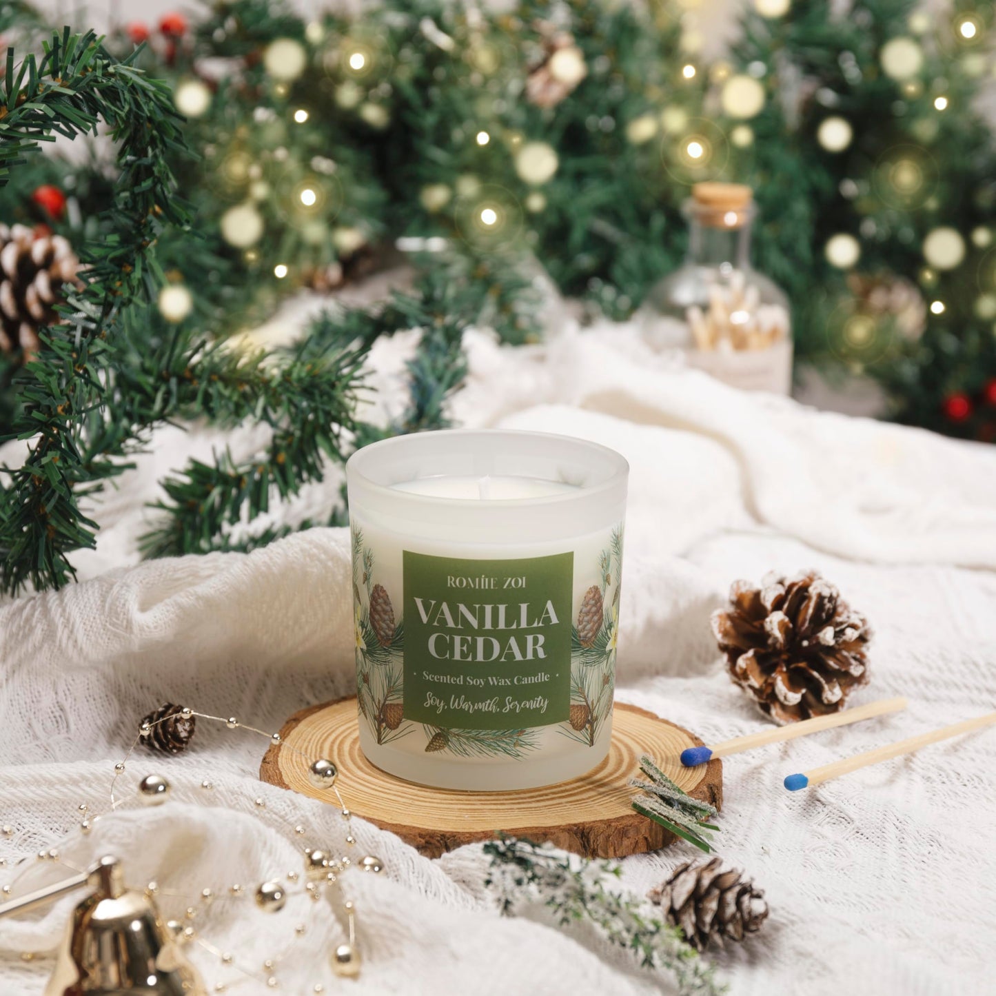 ROMIIE ZOI Aromatherapy Jar Candle - 6oz Soy Wax Candle - Infused with Vanilla Cedar Aroma - with Beautiful Keepsake Box Special for Birthday/Holiday Gifts