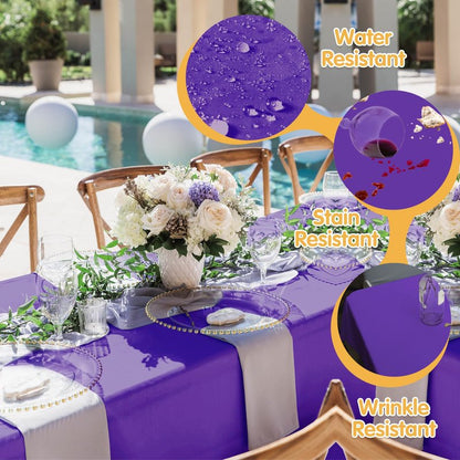 BRILLMAX 10 Pack Purple Tablecloths 60 x 102 Inch for 6ft Rectangle Tables - 150 GSM Polyester Fabric, 15" Standard Drop, Water, Stain & Wrinkle Resistant Cloth Cover for Wedding Dining Buffet