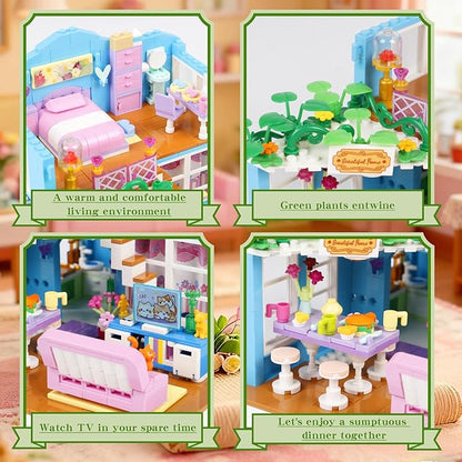 730PCS Pink Cat's House Building Blocks KitDream Villa Architecture STEM Toys Friends Building Set with LED LightUnique Educational Birthday Gift for 14+ GirlsBoys or Adults