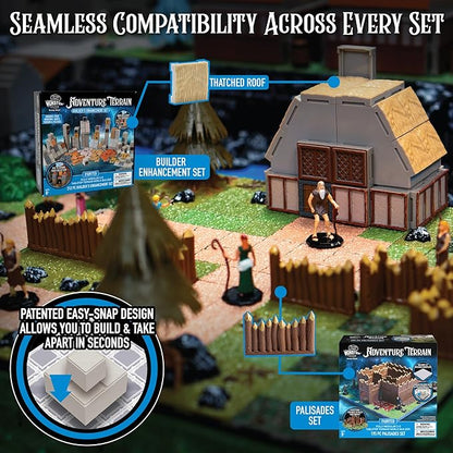 Monster Adventure Terrain - NEW! Builder Enhancement Set (212pc) - 3D Interchangeable Dungeon System w 24 New Tiles - Build Modular Worlds in a Snap &amp Elevate Your Campaign - Compatible with DND