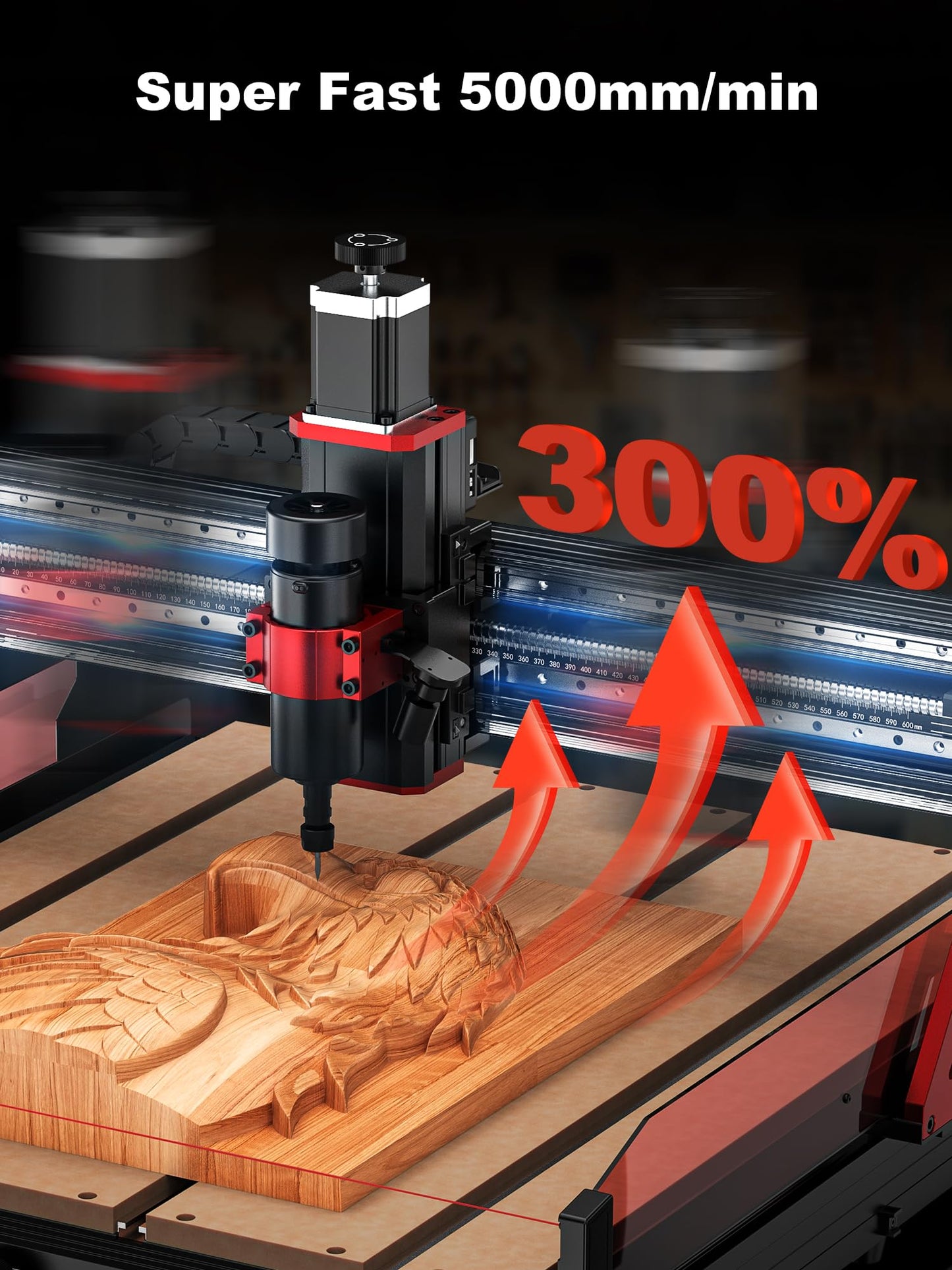 TTC6050 CNC Router Machine, Desktop Engraving Machine 600x500mm Working Area, 500W Spindle, 3-Axis CNC Engraving & Laser Cutting for Wood, Metal, Acry