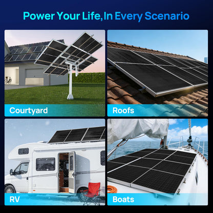 ECO-WORTHY N-Type 18BB Bifacial Solar Panels, 2PCS 195W 12 Volt Monocrystalline Solar Panel with 25% High Conversion Efficiency, Ideal for RV, Boat, Roof, Farm,Home & Off-Grid Applications