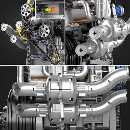 Mould King 10215 Engine Building Kit for Adults MOC Ideas Mini Transmission Engine Model Toy for Display STEM Building Project for Teens 14+(739 PCS)