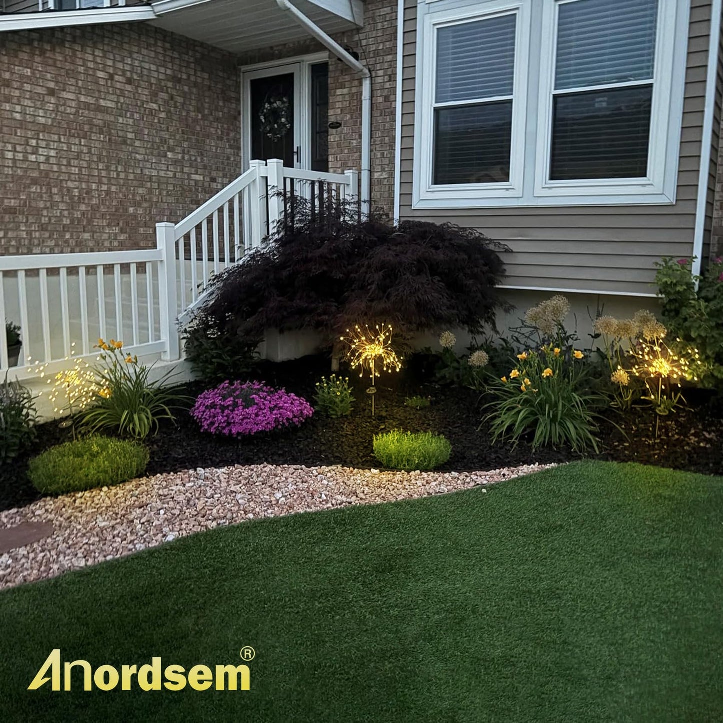Anordsem Solar Garden Lights Outdoor: Bendable Copper Wire with 120 LED Firework Beads - Waterproof DIY Warm Decorating for Yard Patio Path - Gardening Gifts for Homeowner Gardener