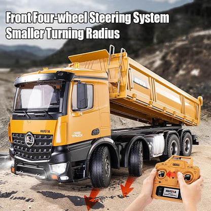 RC Dump Truck Toy 1:14 Scale 12 Channels Heavy RC Dump Truck 4WD Remote Control Construction Crawler with 6KG+ Load Full Suspension Lights/Sounds Gifts Ideas for Adults or Teens Age 15+
