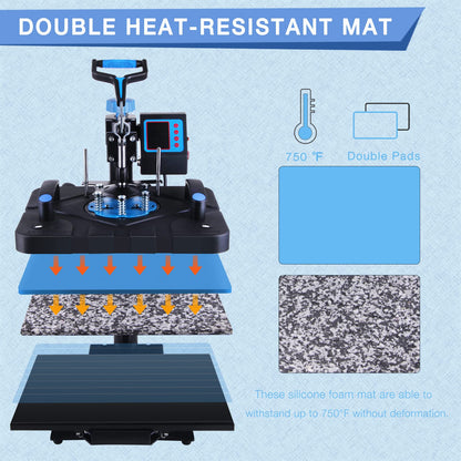 HORGELU Upgraded 8 in 1 Heat Press Machine 15x15 Inch Heat Transfer Machine 360-Degree Swing Away Multifunction Digital Sublimation Combo Heat Press for T Shirt Mug Hat Plate for Commercial Home 110V