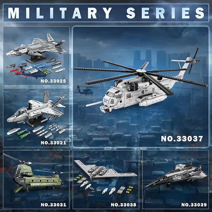 Reobrix CH-53 Helicopter Building Set 33037 Military Transport Helicopter Toy Aircraft Model Kit for Men Ideal Airplane Toy Gifts for Boys Kids 14+ Adults and Military Fans