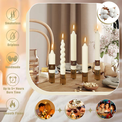 Ivory Candle Dripless Candlesticks Short Taper Candle 7 inch Small Candle Sticks Ivory Tapered Candles Wax Cute Stick Candles for Home Décor Weddings Holiday