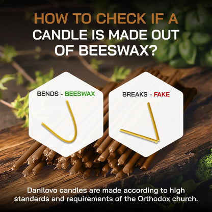 Danilovo Thin Taper Beeswax Candles - Honey-Scented, Decorative Candles Ideal for Birthday Decoration or Church Prayers - Brown Drip Free, Tall & Smokeless Pack of 50 pcs, 7.3 x 0.24 inch