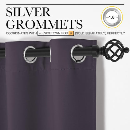 NICETOWN Blackout Curtains - Greyish Purple Thermal Insulated Drapes | 78 Inches Long, 2 Panels, 55 Inches Wide