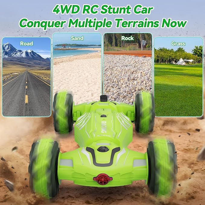 Dysaim Gesture RC Car Birthday Gifts Toys for Boys 6-12 Year Old 4WD Remote Control Car 360° Rotate Transform Drift RC Stunt Cars with Lights Music Sprayer 2.4Ghz Hand Controlled