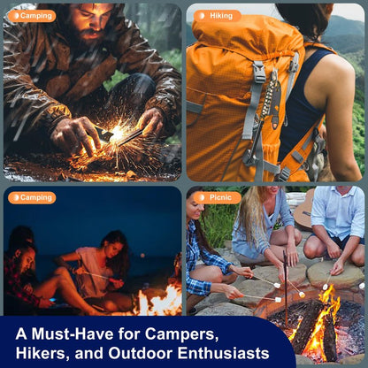 2 Pack Ferro Rod, 4 Inch Fire Starter Survival Tool, Flint and Steel for Hiking, Camping & Bushcraft, Flint Fire Starter with Paracord Handle & Waterproof Design, Emergency Survival Tool | Clwryviduu