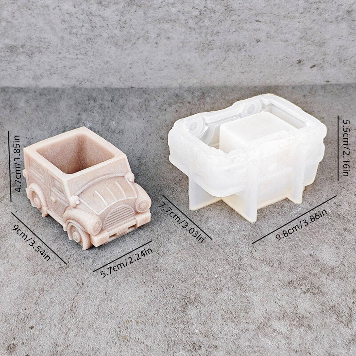 Creative Bus Car Flower Pot Silicone Mold Concrete Succulent Planter Cactus Vase Mold Candle Pen Holder Plaster Cement Clay Resin Mould
