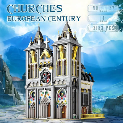 Reobrix Medieval Castle Building Block Set with LightArchitectural Model Kit 66027European Century ChurchConstruction Model for Adult and Teens Age of 14+Home DecorationIdea Art Gift3183 PCS
