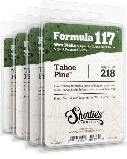 Shortie's Candle Company Tahoe Pine Premium Wax Melts 4 Pack - 12 Oz., Strong & Long Lasting, Non-Toxic - Made with Essential & Natural Oils - Formula 117