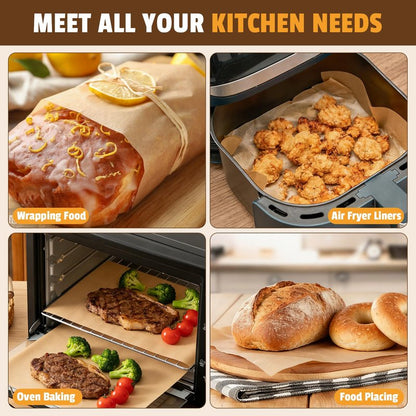 CAREGY 480Pcs Unbleached Parchment Paper Sheets, 12 x 16 Inch,Precut Non-Stick Parchment Paper for Baking,Cooking, Grilling, Air Fryer and Steaming,Fit for Half Sheet Pans