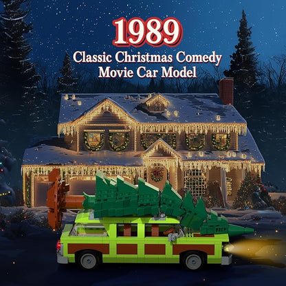 Christmas Village Movie Building Toy Set 4 in1 Station Wagon with Family Christmas Tree Building Kit Christmas Decorations Compatible with Lego Gifts for Movie Fans Adults Boys and Kids 2025