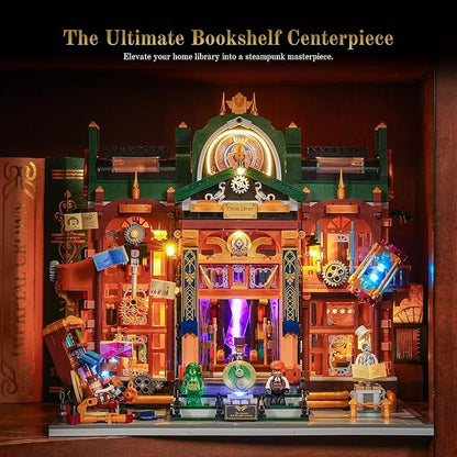 Steampunk Time-Rift Library Lighting Building-Bricks Set 3187 Pcs Modular Building from Chrono Custodians Collection Display Set for Adults and Steampunk Lovers