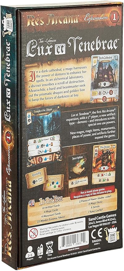 Res Arcana Lux et Tenabrae Board Game EXPANSION - Magical Fantasy Adventure Game Strategy Game for Kids &amp Adults Ages 14+ 2-5 Players 30-60 Min Playtime Made by Sand Castle Games