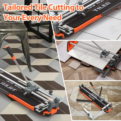 Manual Tile Cutter, 25 Inch Professional Ceramic Tile Cutter with Durable & Sharp Tungsten Carbide Cutting Wheel, Tile Cutter Tools for Cutting Porcelain Floor with Anti-slip Handle & Feet
