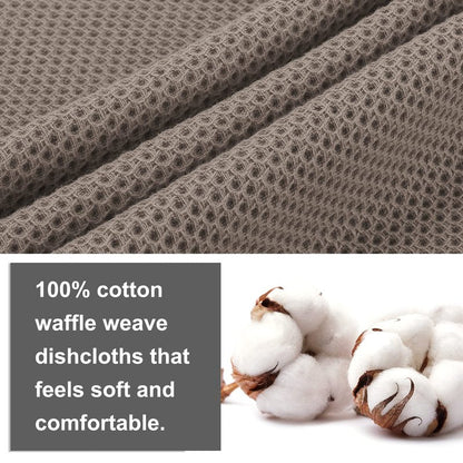 PiccoCasa 100% Cotton Dish Cloths Rags - Waffle Weave Kitchen Towels for Washing Dishes - Soft Absorbent Dish Towels for Kitchen Drying - 6 Pack -13 x 13 Inch - Brown