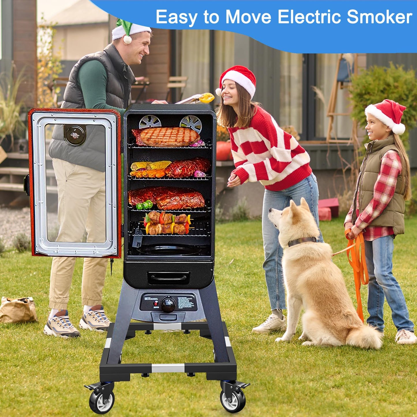 LYUND Heavy Duty All Steel Smoker Stand with 5 Inch Casters Wheels, for Vertical Electric Smoker&Digital Electric Smoker Universal Mobile Base