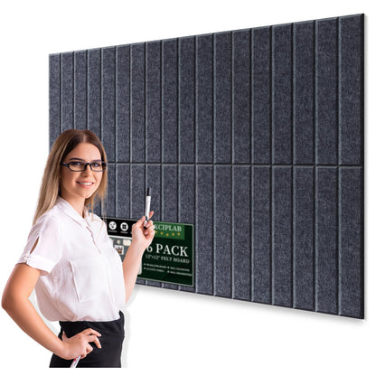 Large Cork Bulletin Board for Wall 36"x24", 6 Pack Felt Slat Wall Panel Tiles with 30 Pushpins, 25 Safe Removable Adhesive Tabs, Decorative Pin Board Tack Board for Office Home School