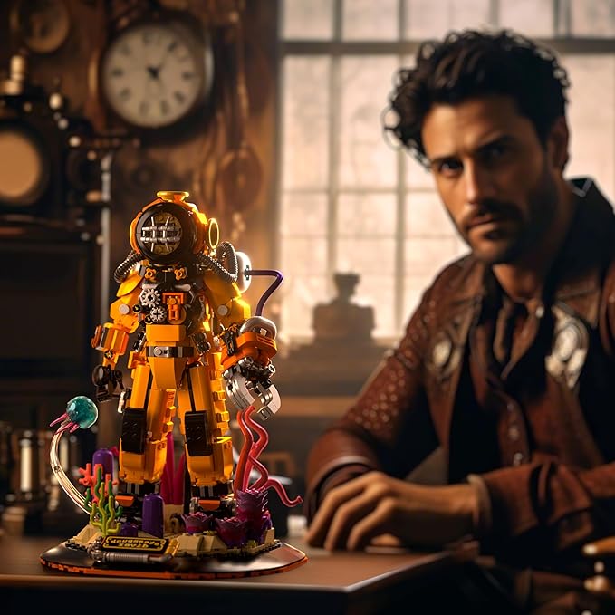 Building Toys Set Steampunk Diver Buildings Blocks for Adults Teens 14+ Creative Model Building Kits Birthday Home Office Decoration 1287PCS