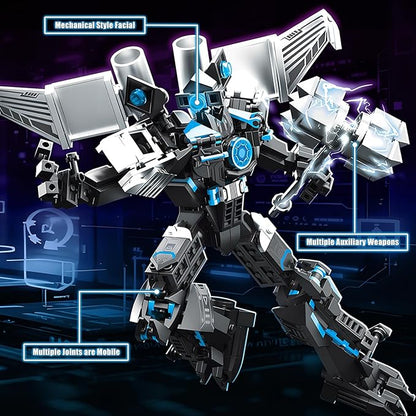 HIGH GODO Black Monitor Mech Robot Building Blocks Set Toilet Upgraded TV Figure Mech Model Building Kit Cool Creative Robots Toys Gift for Teens Adults 400 Pieces