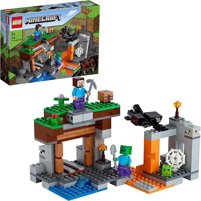 Lego Minecraft The Abandoned Mine Building Toy Zombie Cave with Slime Steve &amp Spider Figures Gift idea for Kids Boys and Girls Age 7 Plus 21166