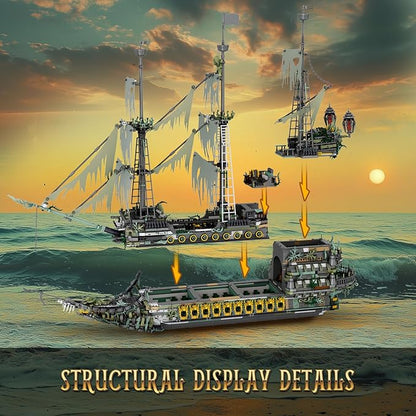 NUTCRACKER Pirate Ship Building Blocks Set Ghost Ship Flying Dutchman Large MOC Pirate Ship Construction Model Sailing Boat Toy Building Set Christmas Birthday Gift for Adult 14+ (5865 Pieces)