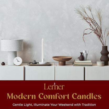 Lerner White Household Candlesticks, Pack of 50 | 6-Hour Burning Time | 7 Inch Tall Dinner Candles | 100% Dripless | Shabbat Candles | Candlesticks for Holidays, Churches, Décor, Emergencies